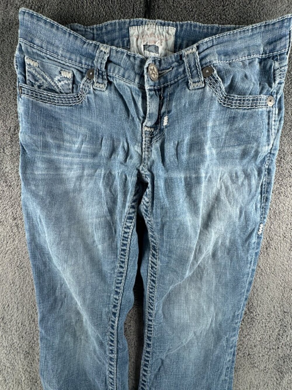 Big Star Women Denim Blue Jeans Adult Urban 28L Light Wash Boot Cut Distressed